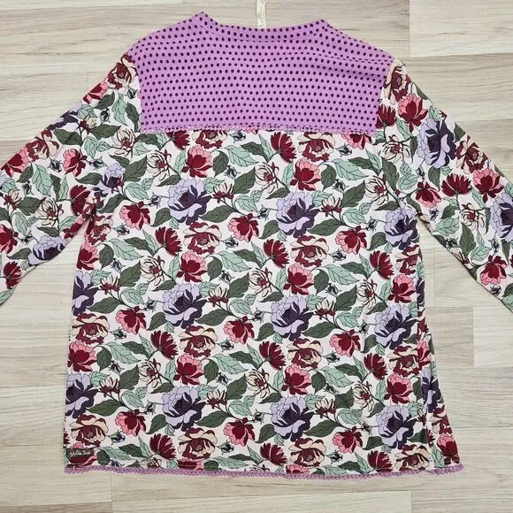 MATILDA JANE Womens Cream Purple Floral Longsleeve Blouse Large - Picture 6 of 6